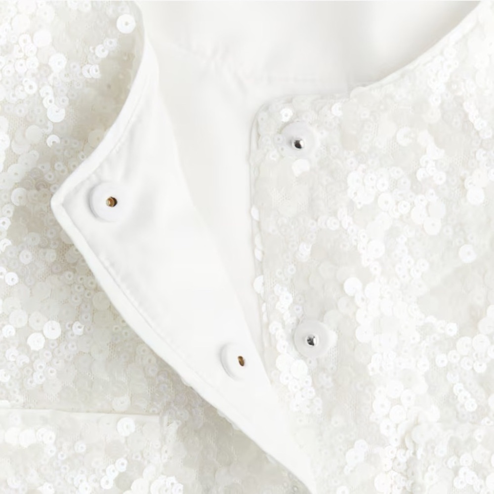 H&M white sequin blouse size large - Picture 4 of 8
